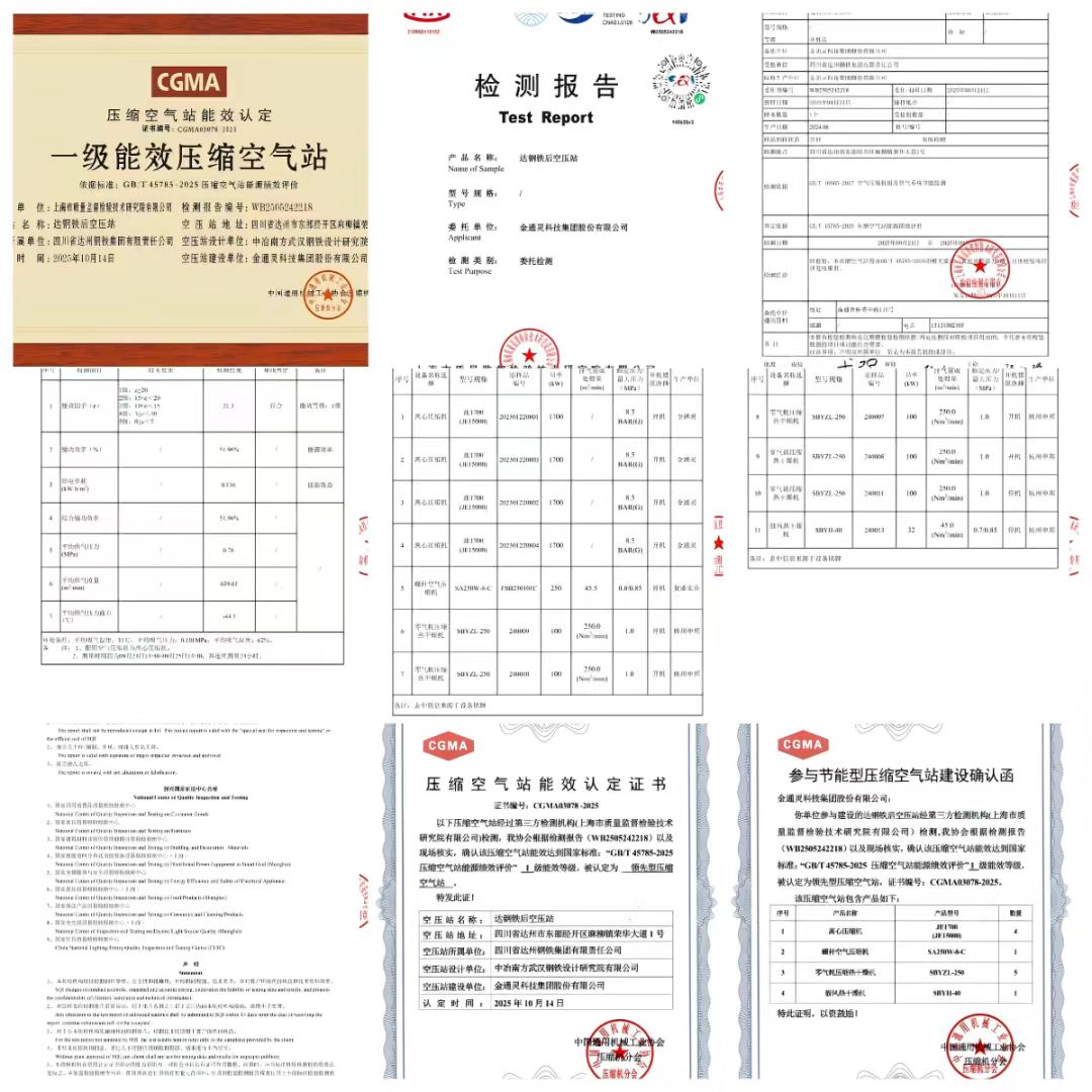 達鋼鐵后空壓站被認定為領先型壓縮空氣站
